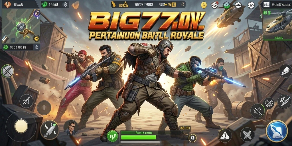 Gameplay epik dalam BIG77 yang penuh aksi Battle Royale.