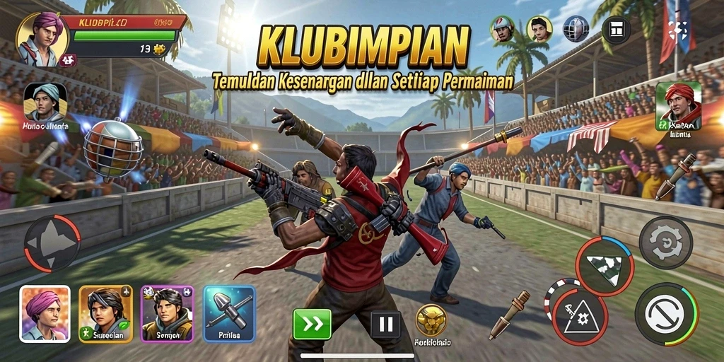 Tampilan gameplay KLUBIMPIAN yang seru dan penuh warna.