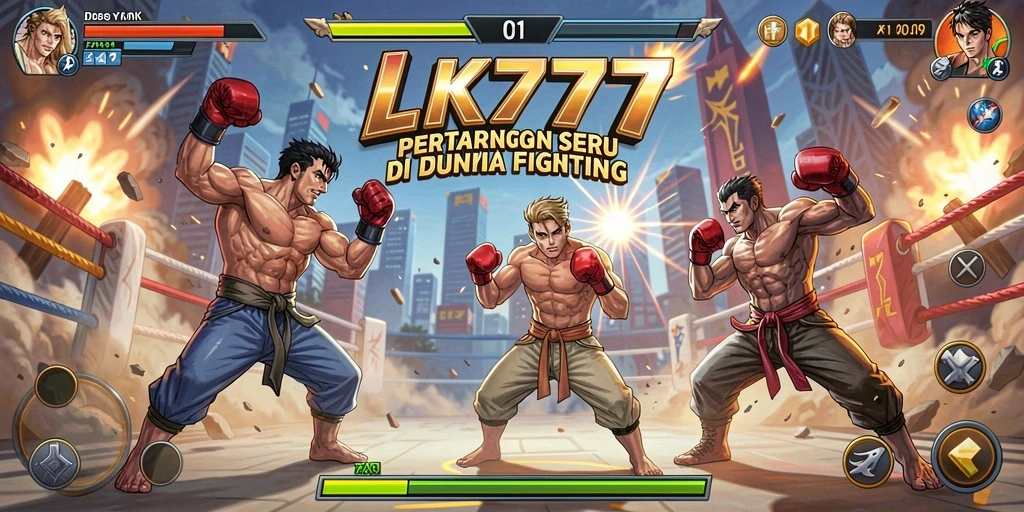 Screenshot utama LK777 menampilkan aksi pertarungan yang mendebarkan di arena.