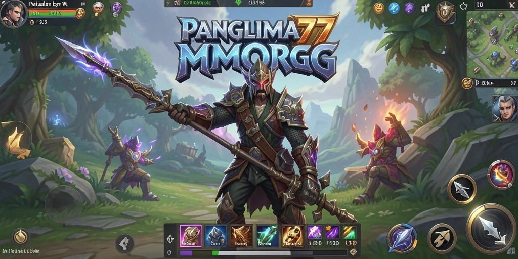 Screenshot gameplay yang menunjukkan pertempuran seru di dunia <strong>PANGLIMA77</strong>.