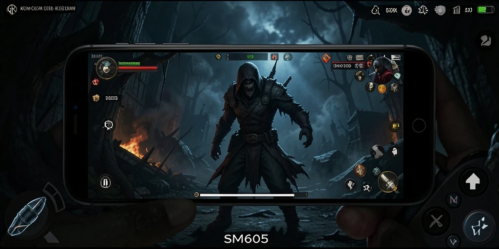 Screenshot gameplay SM605 yang menampilkan suasana Horror mencekam.