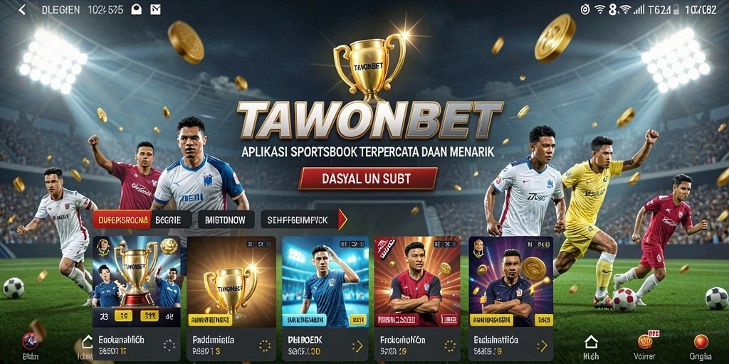 Screenshot utama TAWONBET menampilkan antarmuka taruhan yang menarik dan informatif.