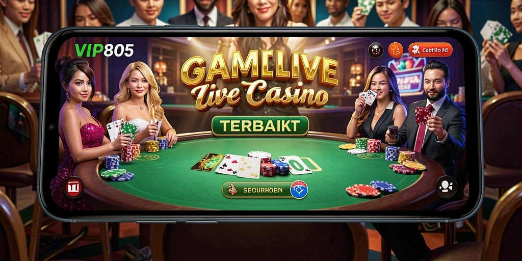 Screenshot utama VIP805 menampilkan dealer langsung dan gameplay yang menarik.
